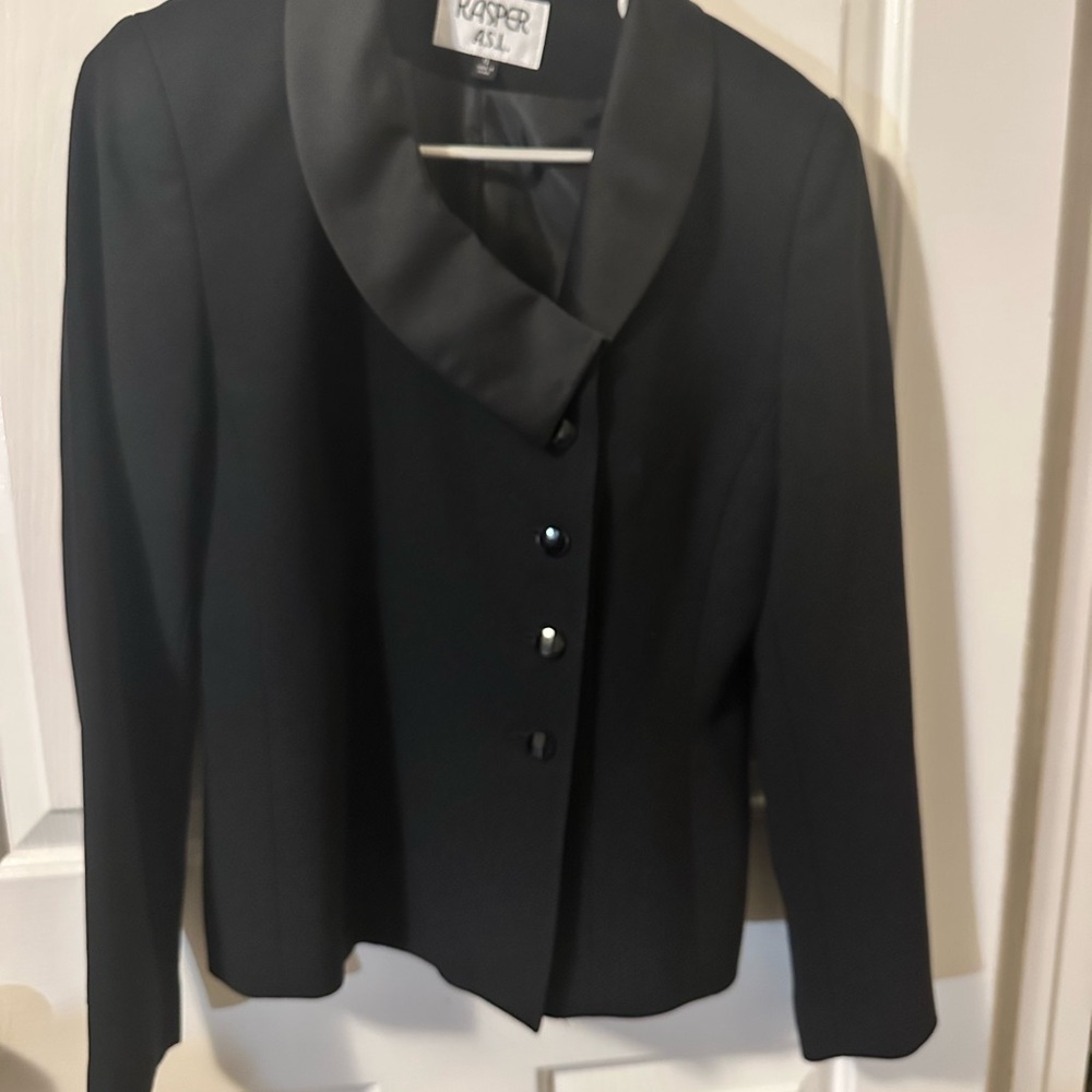 Kasper Black Blazer with Satin Shawl Collar